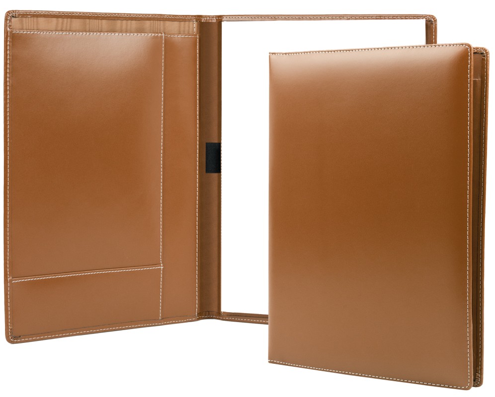 Schreibmappe DIN A4, incl. Memoblock CAMBRIDGE Top Grain Rindleder hellbraun